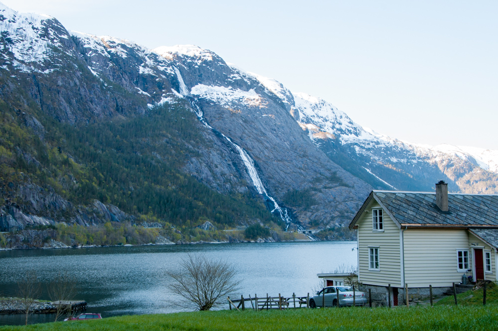 Waterfall in Norway: Langfoss, Etne, Hordaland, Norway