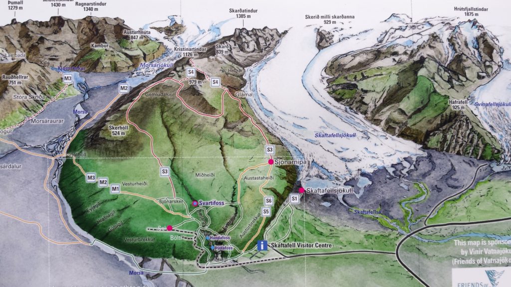 Map hike Morsárfoss